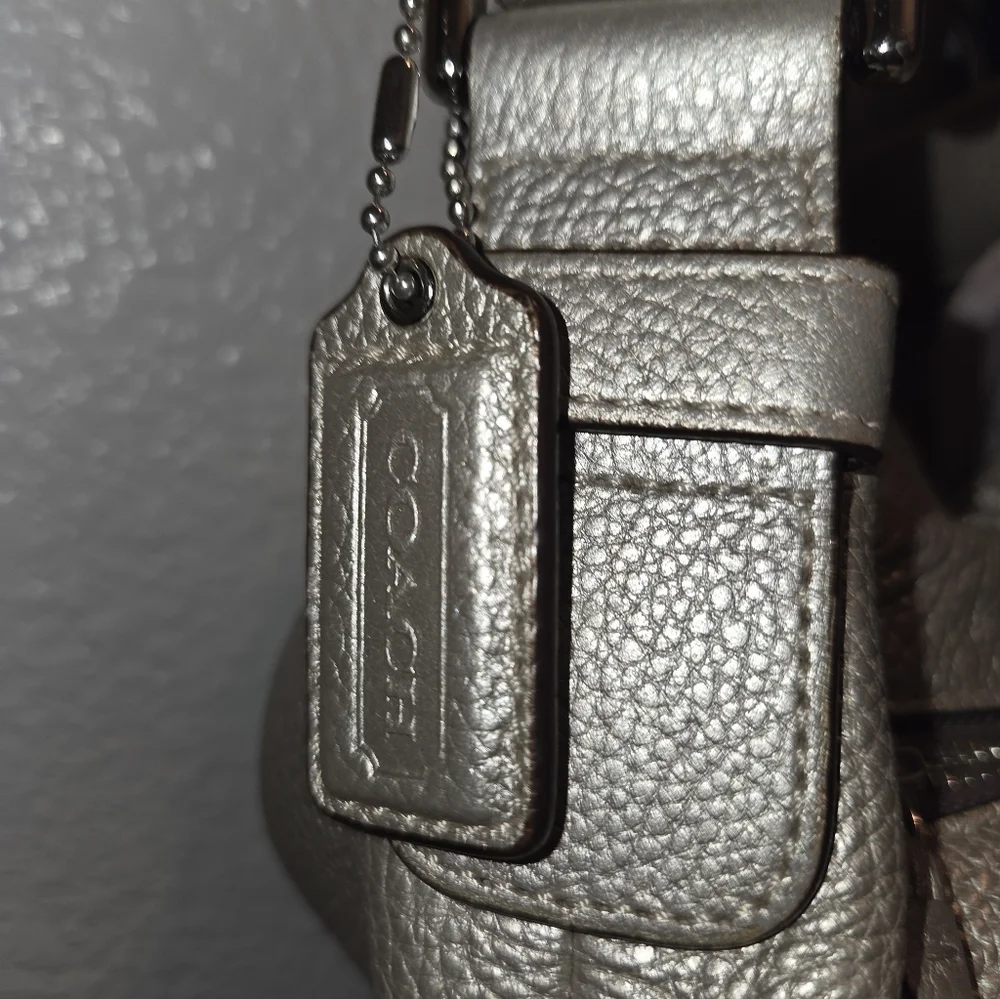 Coach Silver Hobo Bag with Floral Scarf - Picture 4 of 4